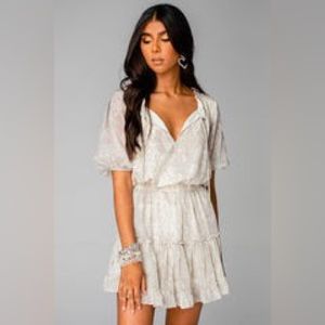 BuddyLove Ray Elastic Waist Mini Dress - Cobra - M / Grey / Snake Skin